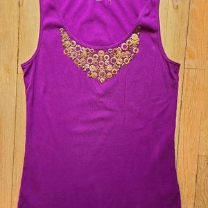 3 XL tall ribbed women's tank tops pink, brown, purple with metal accents